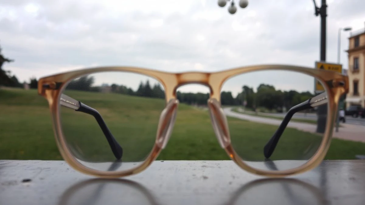 Imagen ilustrativa: un par de gafas de eclipse solar sobre una mesa al aire libre, con un parque de fondo.
