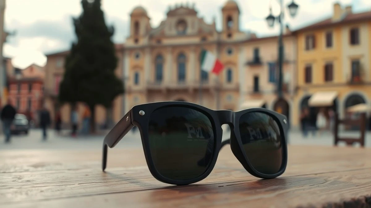 Imagen ilustrativa: gafas de eclipse solar sobre una mesa de madera al aire libre, con un cielo nublado de fondo.