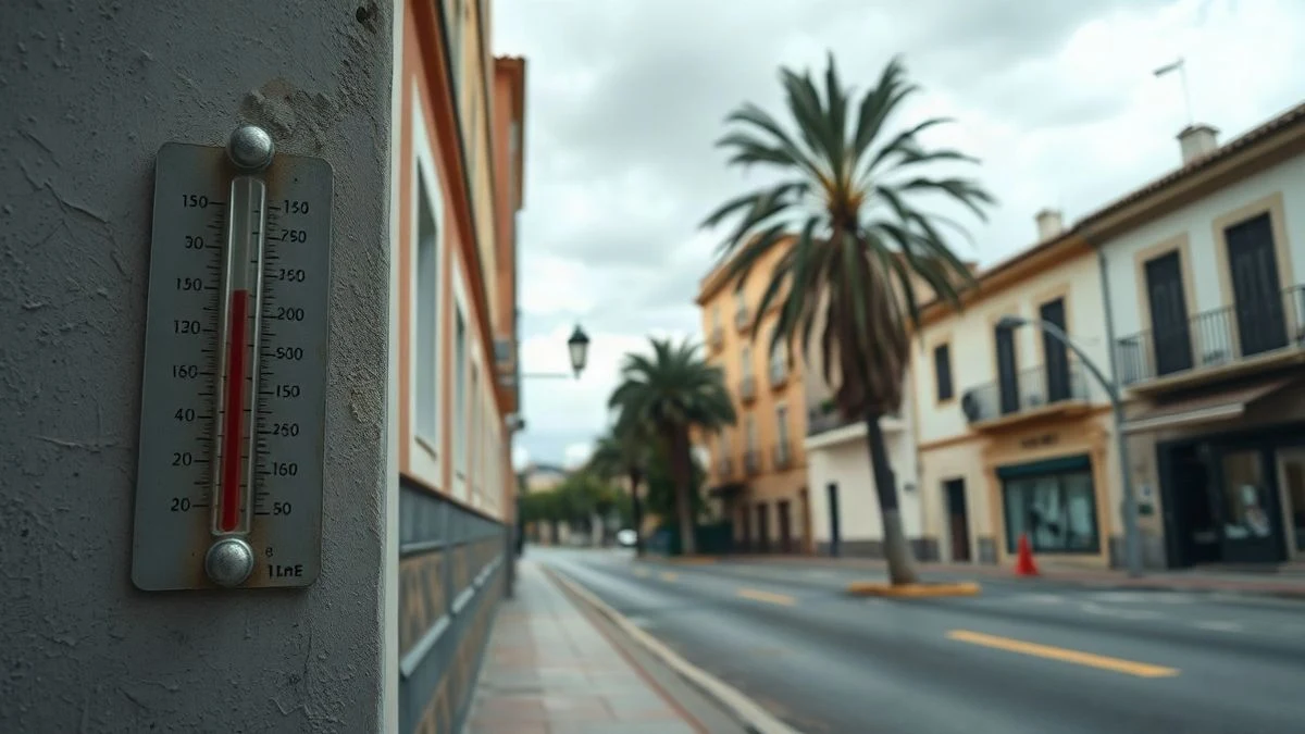 Imagen ilustrativa: termómetro en una calle de un pueblo español durante una ola de calor