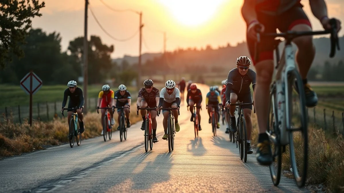 Imagen ilustrativa: siluetas de ciclistas a contraluz durante una etapa de La Vuelta
